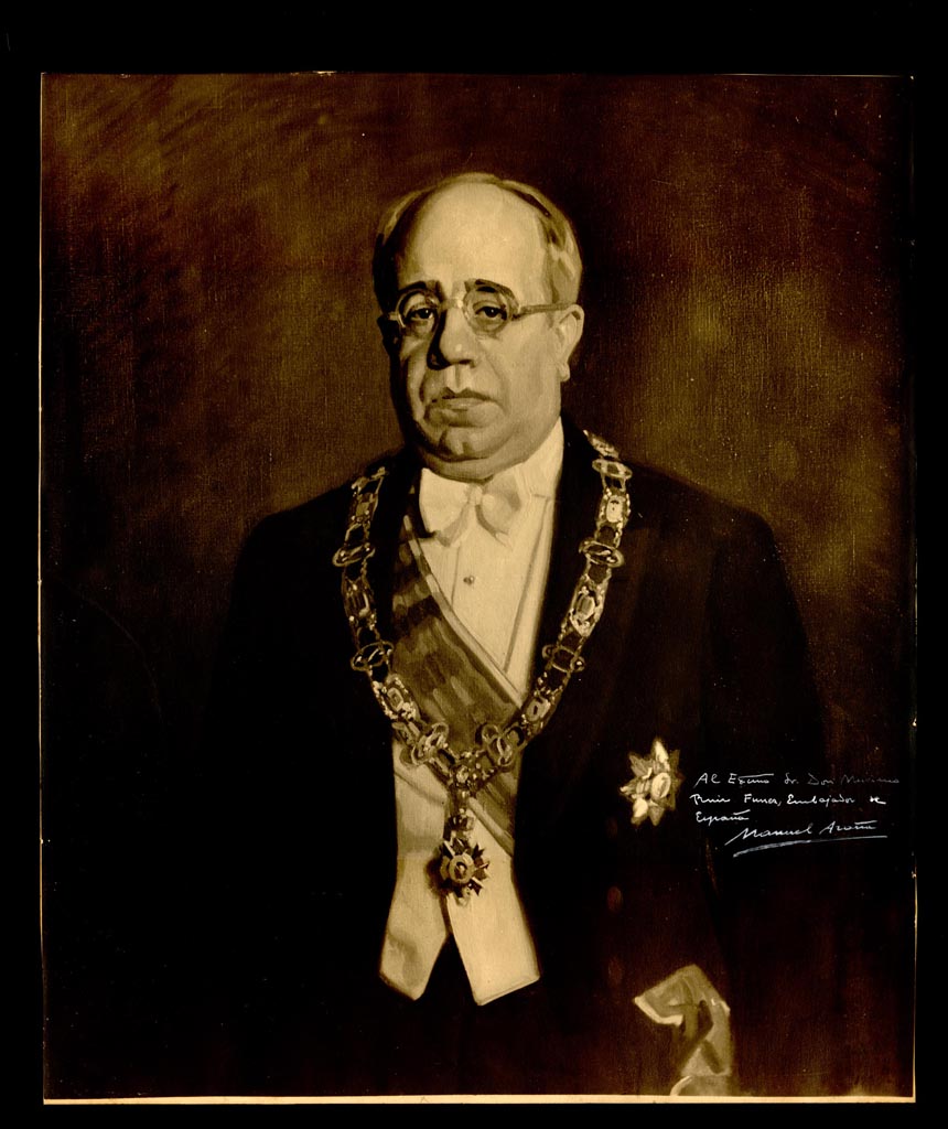Fotografía del retrato de Manuel Azaña pintado por López Mezquita. 